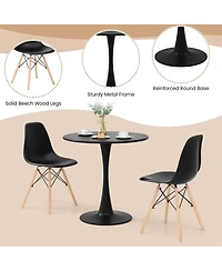 Gymax 5PCS Dining Set Modern Round Dining Table 4 Chairs for Small Space Kitchen