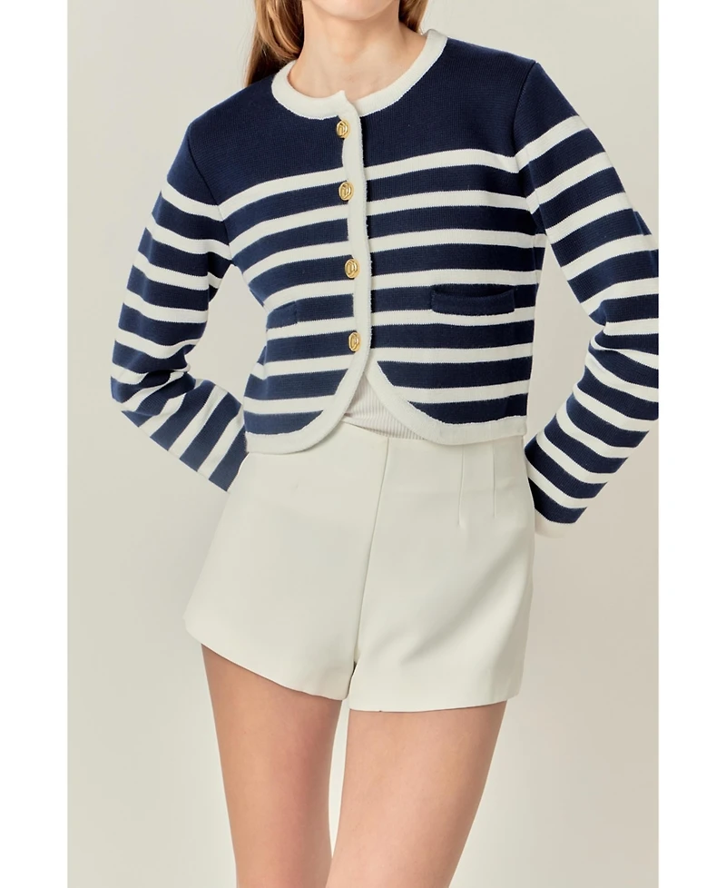 English Factory Women's Stripe Cardigan