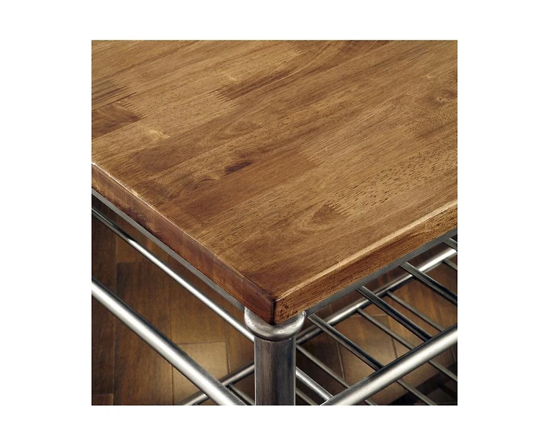 Slickblue Classic French Style Hardwood Butcher Block Top Metal Kitchen Utility Table
