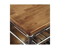 Slickblue Classic French Style Hardwood Butcher Block Top Metal Kitchen Utility Table