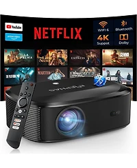 Elephas 4K Projector with Wifi and Bluetooth, Outdoor Movie Projector with Netflix/Prime Video/YouTube Built-in, 100,000+ Apps Supported