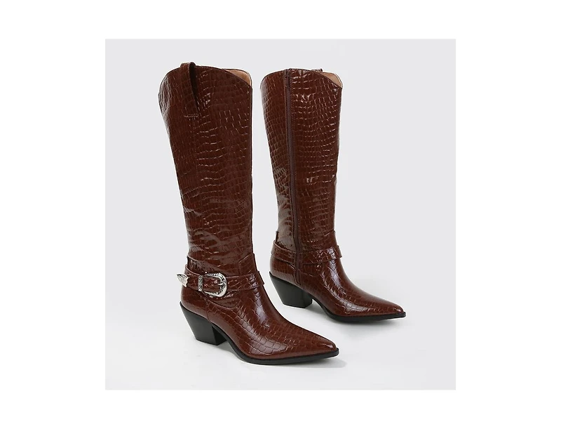 Berness Tristen Croco-Print Western Boots
