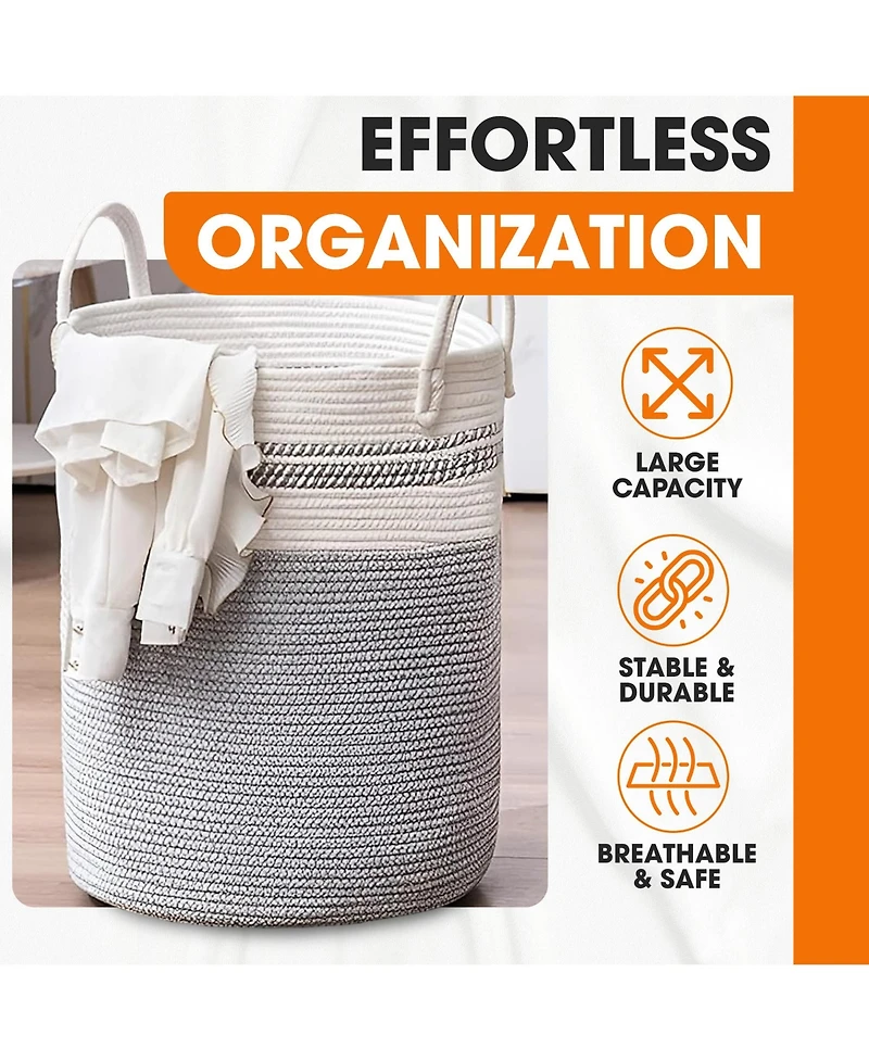 Cheer Collection Large Laundry Hamper (15" x 19.7