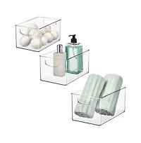 iDesign Plastic Storage Bins with Handles - Set of 3 - Clear