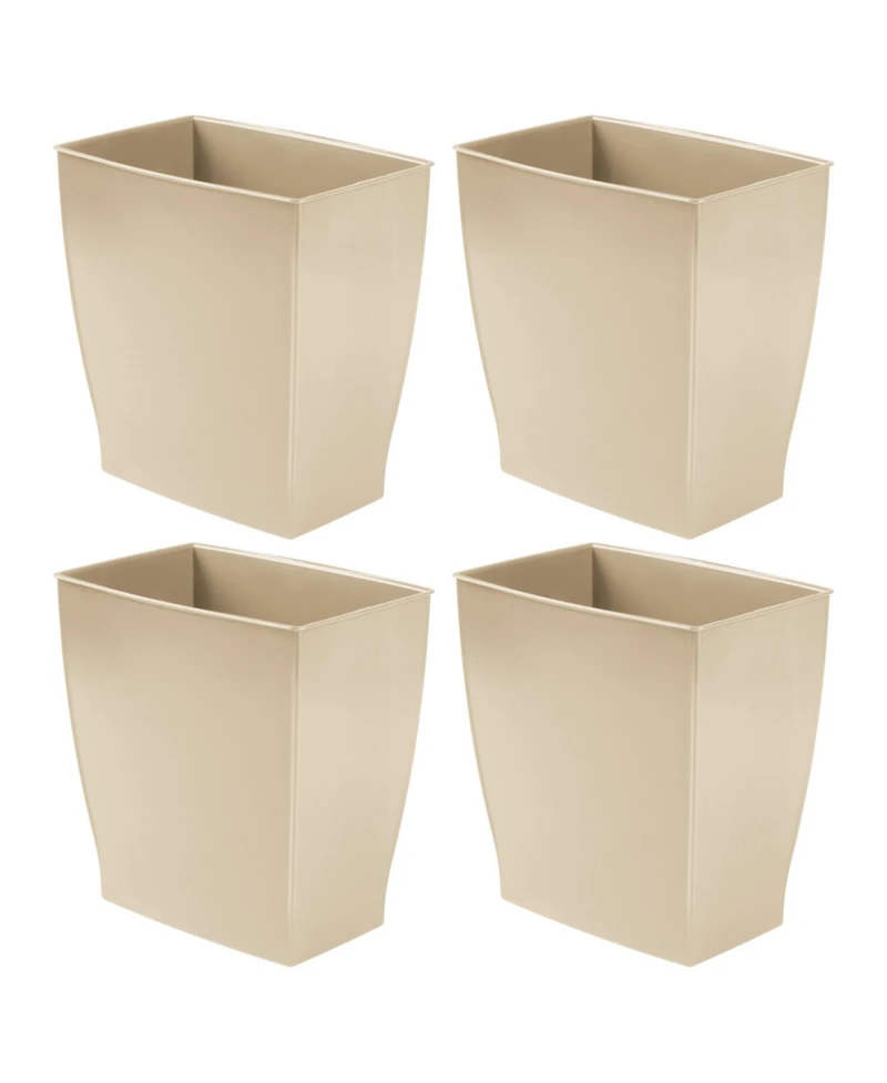 iDesign Small Rectangular Bathroom Trash Cans, Set of 4, Brown, Made in Usa