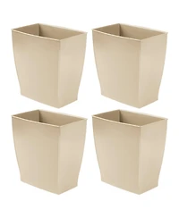 iDesign Small Rectangular Bathroom Trash Cans, Set of 4, Brown, Made in Usa