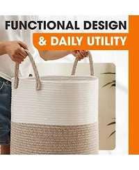 Cheer Collection Large Laundry Hamper (15" x 19.7") - 2 Tone Tan