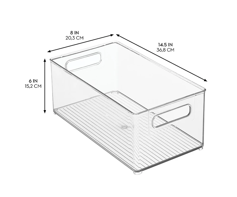 iDesign Plastic Stackable Fridge Bin with Handles, Clear, Made in Usa
