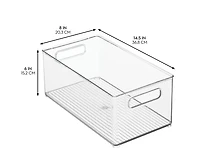 iDesign Plastic Stackable Fridge Bin with Handles, Clear, Made in Usa