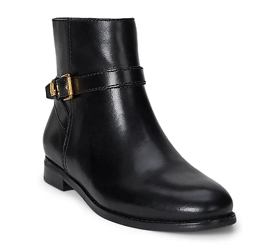 Lauren Ralph Women's Brooke Ii Stacked Leather Heel Booties