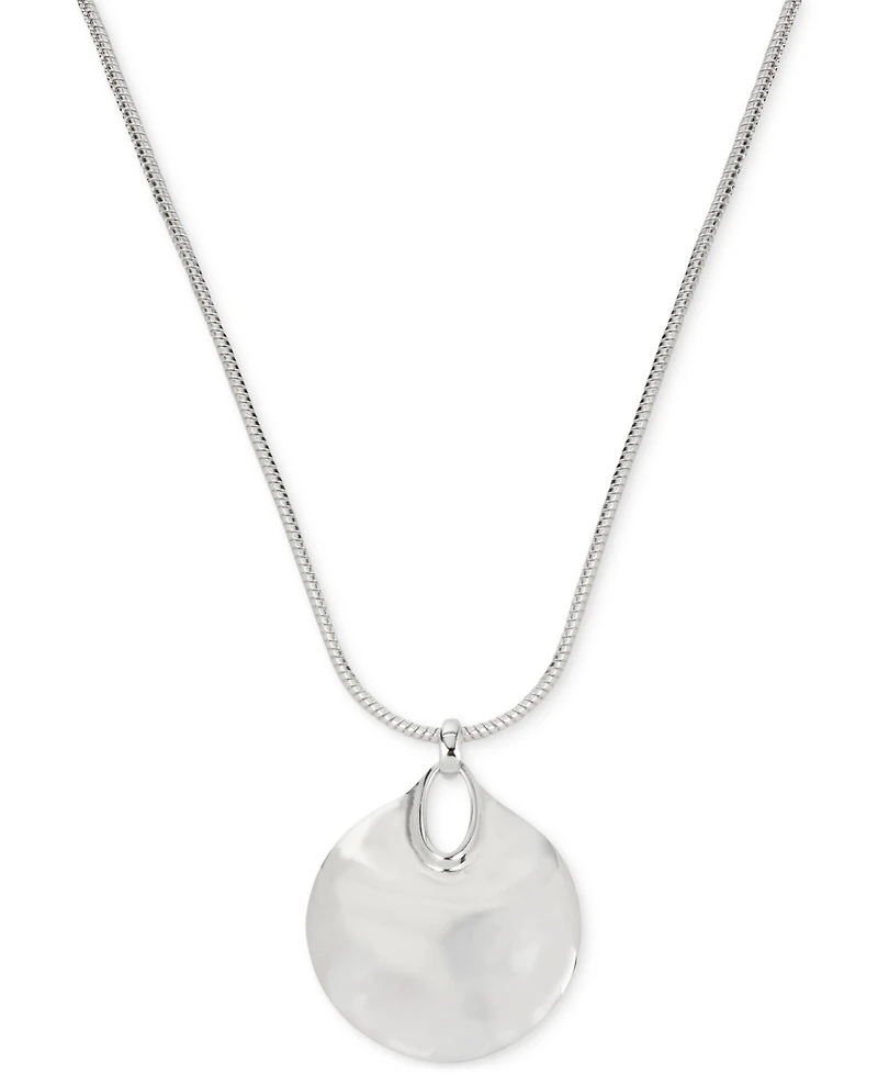 Robert Lee Morris Soho Silver-Tone Hammered Disc Pendant Necklace