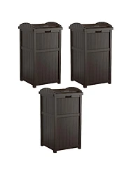 Suncast Trash Hideaway Outdoor Patio 33 Gal Garbage Waste Trash Can Bin (3 Pack)