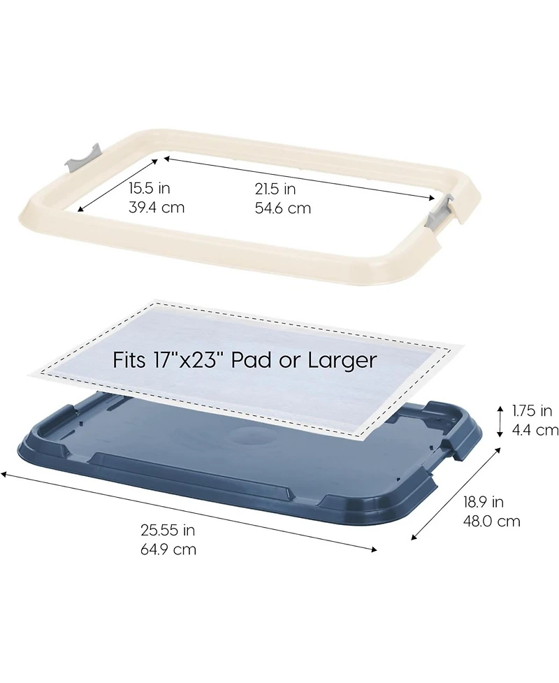 Iris Usa Pad Holder, Fits 17"x24" or Larger, Medium, Puppy Dog Pad Hoder, Secured Latches, Non-Skid Rubber Feet, High Polish Finish for Easy