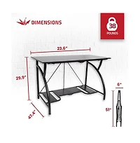 Origami Multi Purpose Folding Wooden Office Computer Furniture Table Desk, Black
