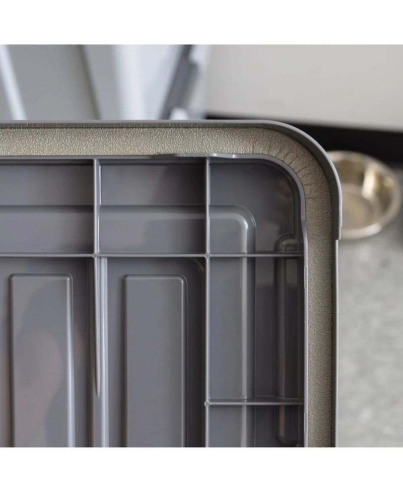 Iris Usa 40lbs/32qt Dog Food Storage Container with 2 Cup Scoop, Gasket Seal Lid, Gray/Dark Gray