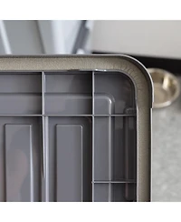 Iris Usa 40lbs/32qt Dog Food Storage Container with 2 Cup Scoop, Gasket Seal Lid, Gray/Dark Gray