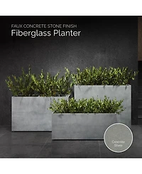 Cosapots Semplito Rectangular Planter - Concrete Stone Finish Fiberglass Indoor/Outdoor and Weather-Resistant Large