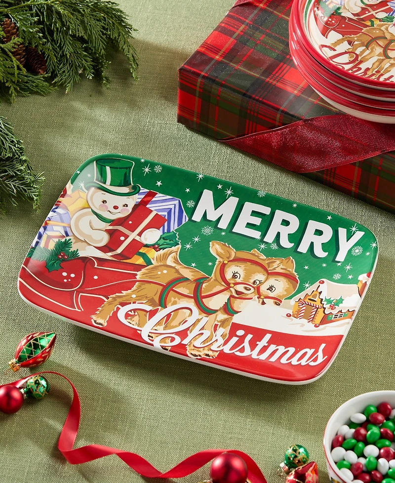 Certified International Santa's Retro Christmas Rectangular Platter