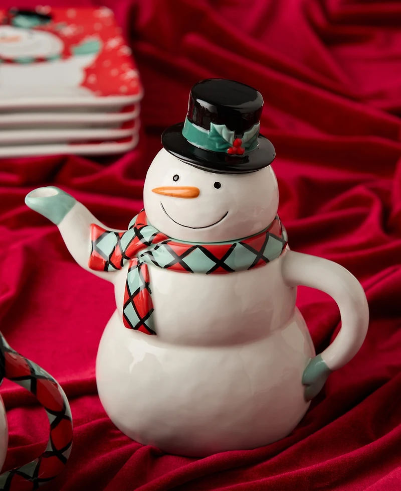 Certified International Christmas Whimsy Snowman 3-d Teapot