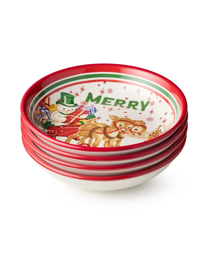 Certified International Santa's Retro Christmas Soup Bowls, Set of 4
