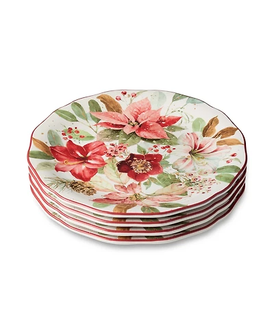 Certified International Winter Blooms Dinner Plates, Set of 4