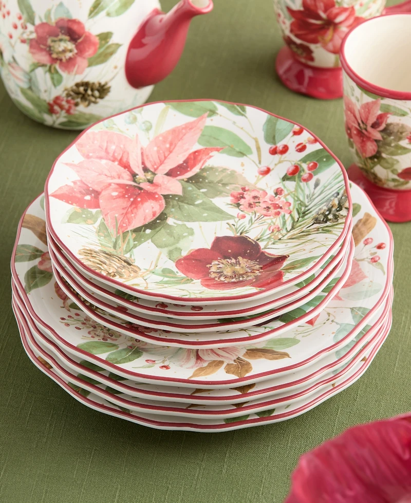 Certified International Winter Blooms Dessert Plates, Set of 4