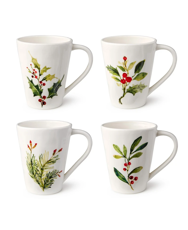 Certified International Holly Vines Mugs, Set of 4
