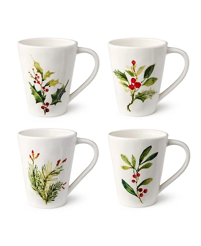 Certified International Holly Vines Mugs, Set of 4