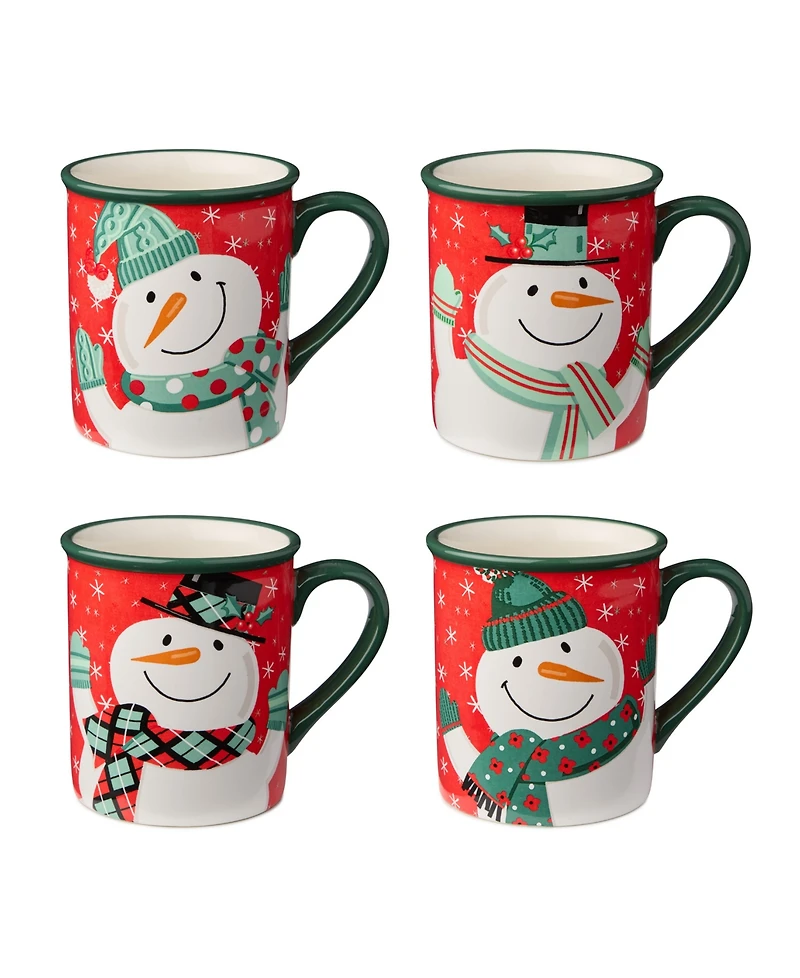 Certified International Christmas Whimsy Snowman Mugs, Set of 4