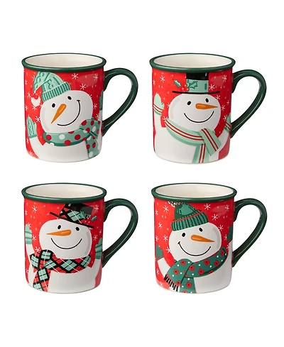 Certified International Christmas Whimsy Snowman Mugs, Set of 4