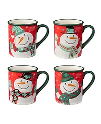 Certified International Christmas Whimsy Snowman Mugs, Set of 4