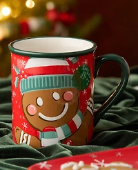 Certified International Christmas Whimsy Gingerbread Mugs, Set of 4