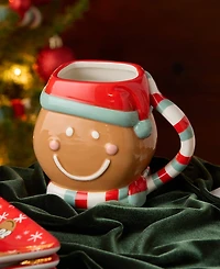 Certified International Christmas Whimsy Gingerbread 3-d Mugs, Set of 4
