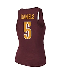 Majestic Women's Jayden Daniels Burgundy Washington Commanders Name Number Tri-Blend Scoop Neck Tank Top