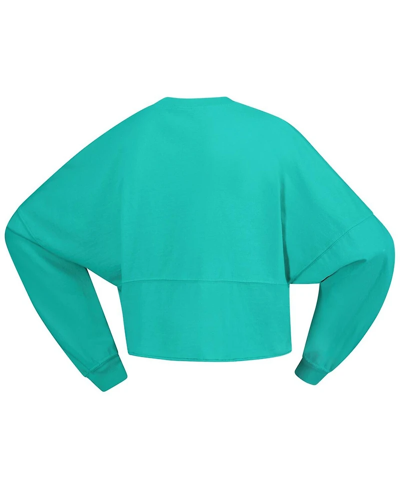 Spirit Jersey Women's Mint New York Liberty Jumbo Print Oversized Cropped Long-Sleeve T-Shirt