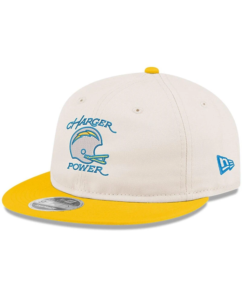 New Era Men's Cream/Gold Los Angeles Chargers Charger Power Retro Crown 9FIFTY Adjustable Hat