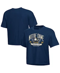 Under Armour Women's Navy Notre Dame Fighting Irish Essentials Icon Ultra-Soft Tri-Blend Boxy Cropped Performance T-Shirt