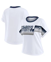 Wear by Erin Andrews Women's White Dallas Cowboys Cropped Center Stripe Dolman T-Shirt