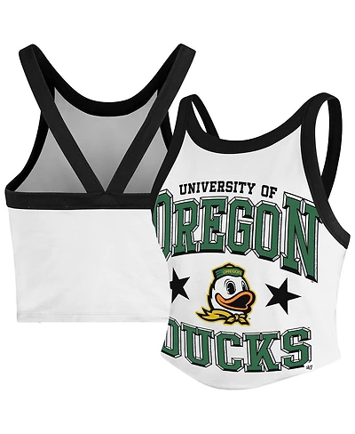 '47 Brand Women's White Oregon Ducks Energize Sporty Cropped Racerback Tank Top