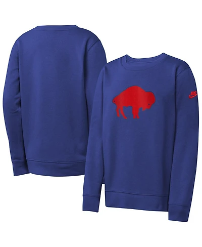 Nike Big Boys and Girls Royal Buffalo Bills Rewind Essential Pullover Crewneck Sweatshirt
