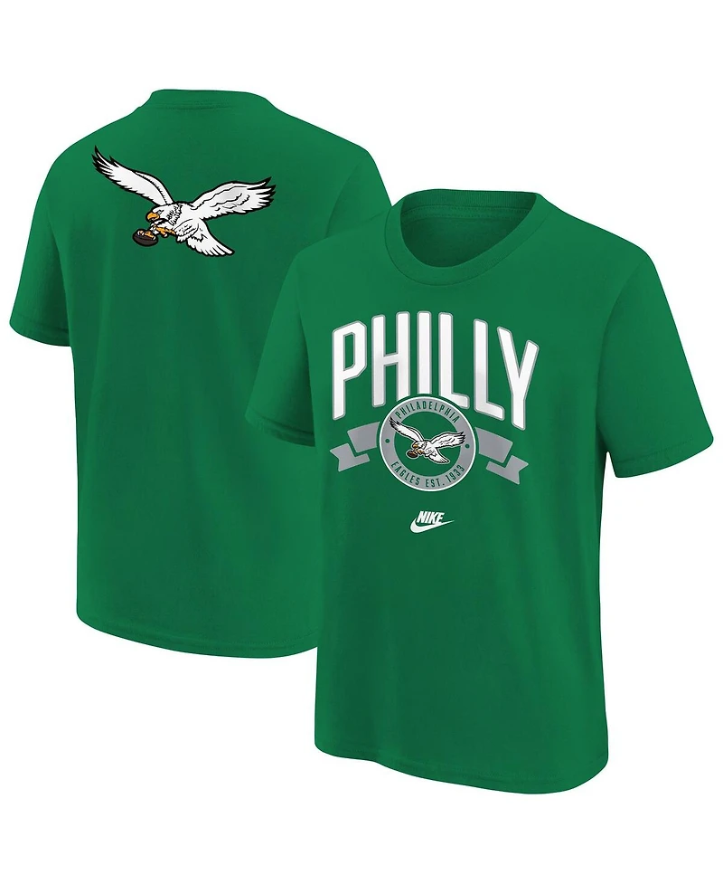 Nike Big Boys and Girls Kelly Green Philadelphia Eagles Rewind Front Back Essential T-Shirt