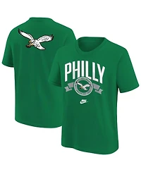Nike Big Boys and Girls Kelly Green Philadelphia Eagles Rewind Front Back Essential T-Shirt