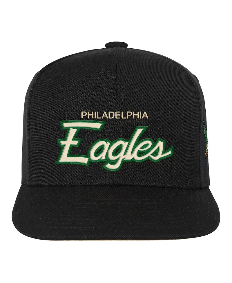 Mitchell & Ness Big Boys and Girls Black Philadelphia Eagles Cream Team Script Snapback Hat