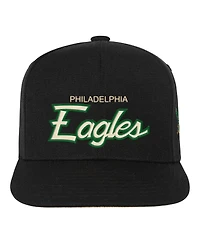 Mitchell & Ness Big Boys and Girls Black Philadelphia Eagles Cream Team Script Snapback Hat