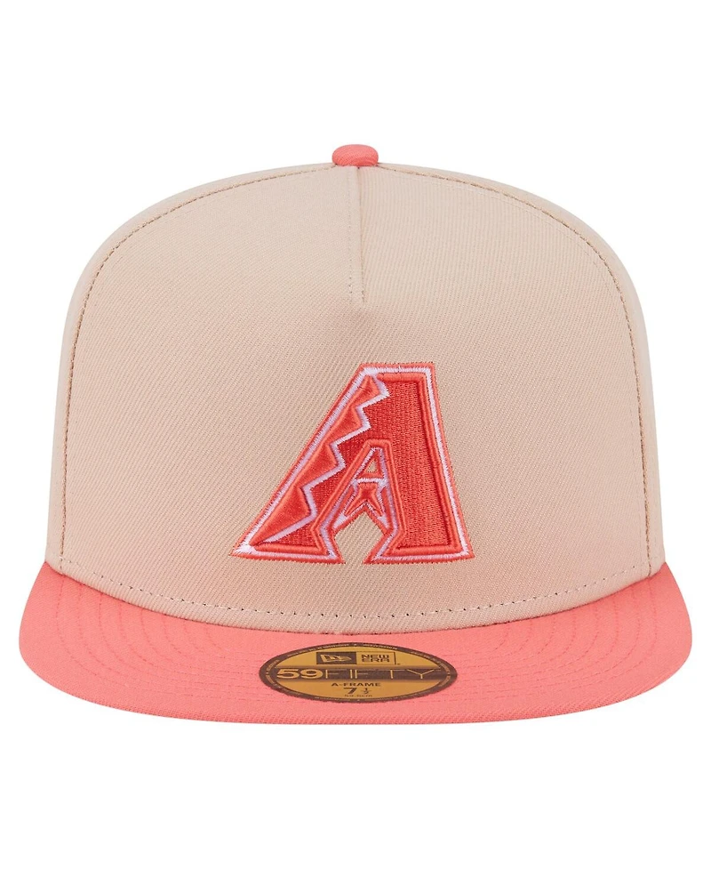 New Era Men's Light Beige/Coral Arizona Diamondbacks Two-Tone Color Pack A-Frame 59FIFTY Fitted Hat