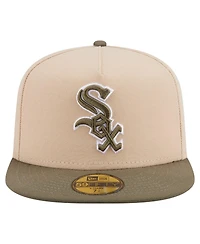 New Era Men's Light Beige/Olive Chicago White Sox Two-Tone Color Pack A-Frame 59FIFTY Fitted Hat