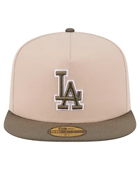 New Era Men's Light Beige/Olive Los Angeles Dodgers Two-Tone Color Pack A-Frame 59FIFTY Fitted Hat