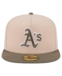 New Era Men's Light Beige/Olive Athletics Two-Tone Color Pack A-Frame 59FIFTY Fitted Hat