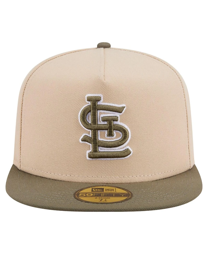 New Era Men's Light Beige/Olive St. Louis Cardinals Two-Tone Color Pack A-Frame 59FIFTY Fitted Hat