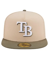 New Era Men's Light Beige/Olive Tampa Bay Rays Two-Tone Color Pack A-Frame 59FIFTY Fitted Hat